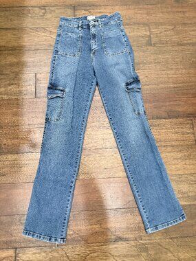 Bianco Made in Israel Cargo Jeans High Rise Size 29 Stretch Straight Leg Utility